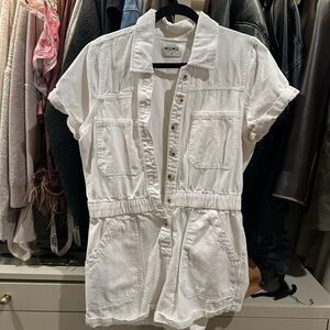 Show Me Your MuMu White Short Sleeve Denim Romper